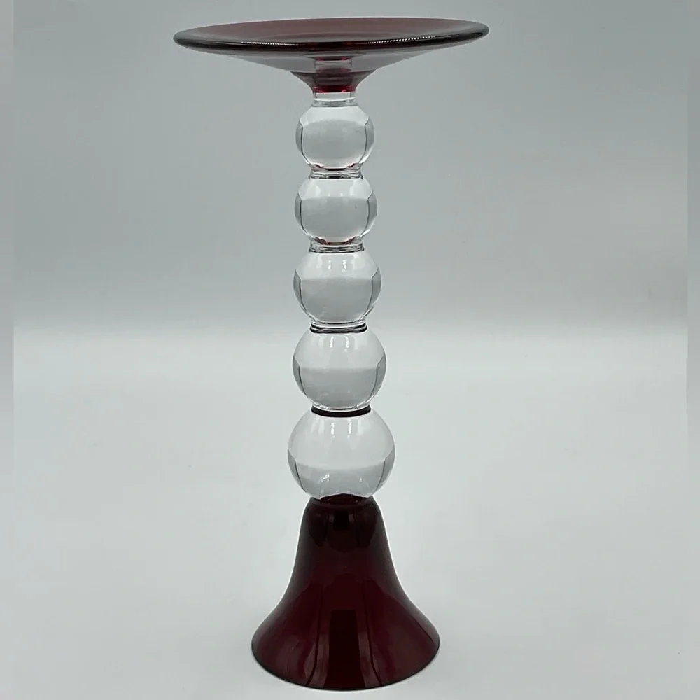Vintage Mikasa Cranberry Glass Candle Holder